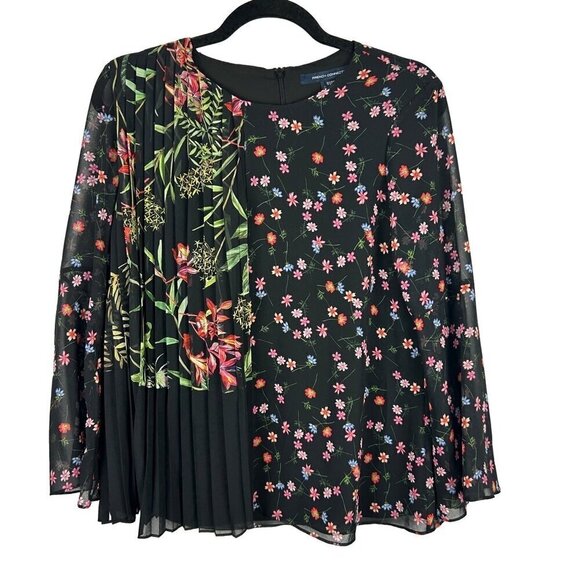 French Connection Bluhm Bottero Ditsy Floral Sheer Blouse Size 2 Black NWT - Picture 3 of 16